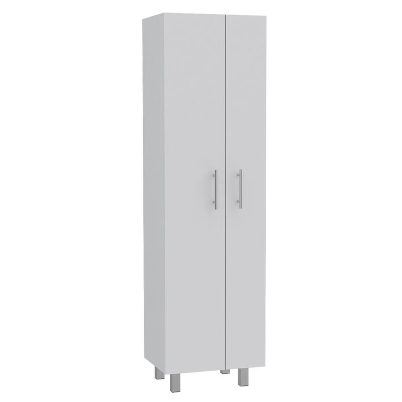 Nala Cleaning Cabinet, Double Door Cabinet, Four Legs, Five Shelves -White