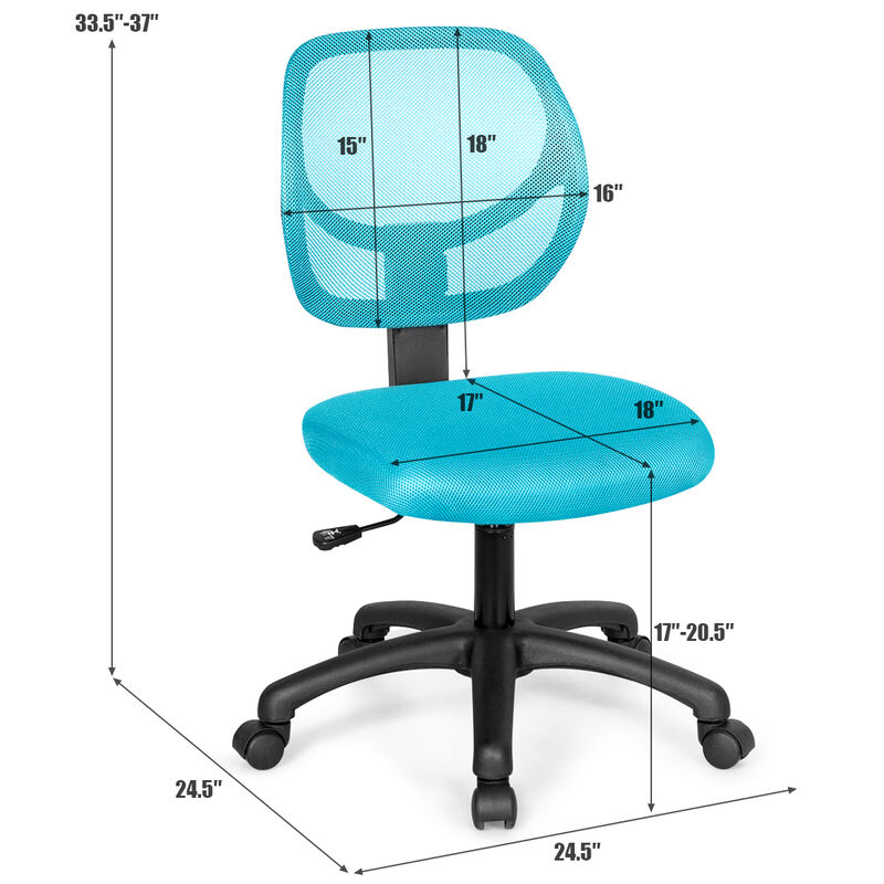 Costway Mesh Office Chair Low-Back Armless Computer Desk Chair Adjustable Height Pink