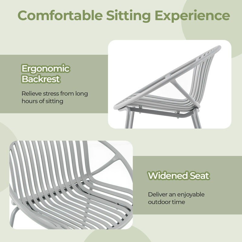 All-Weather PP Patio Conversation Set with Round Coffee Table and 2 Chairs for Outdoor Relaxation