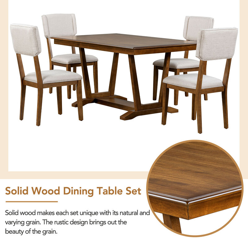 Merax  Rectangular Dining Table Set with 4 Upholstered Chairs