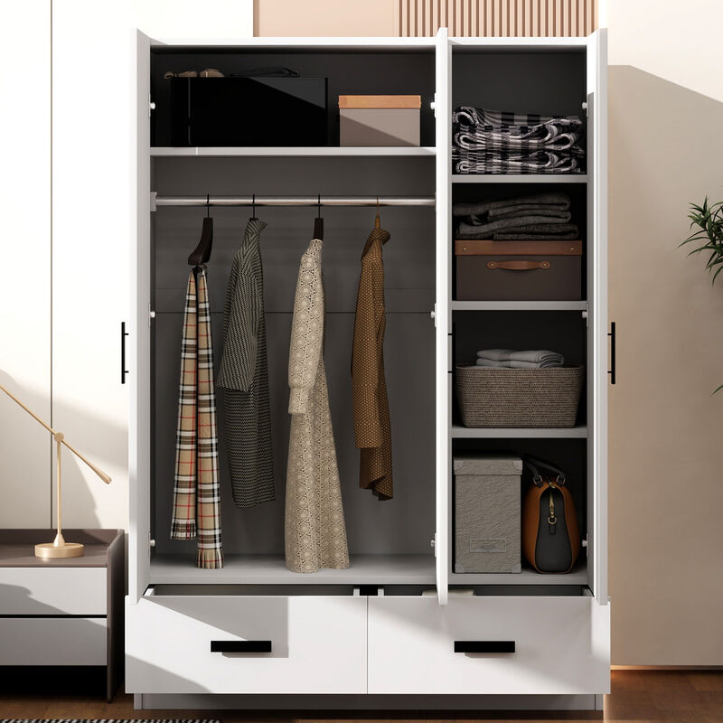 Merax 3-Door Wardrobe Closet with 2 Storage Drawers
