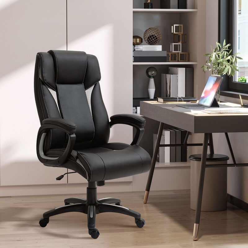Black Executive Comfort: PU Leather High Back Office Chair
