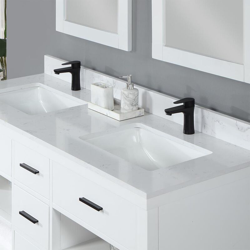 Altair 60 Double Bathroom Vanity Set in White with Mirror