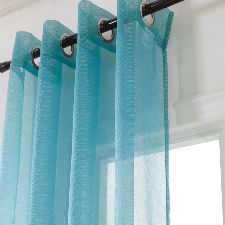 Lonnie 2-Piece Room Darkening Grommet Curtain 38" x 84" Aqua by Rt Designers Collection