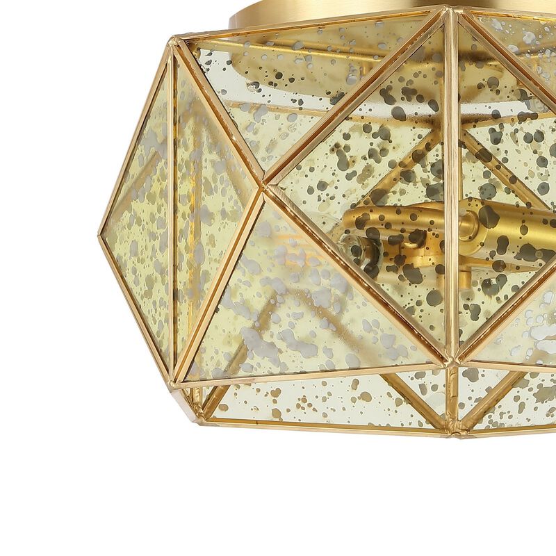 Violet 2-Light Industrial Vintage Iron/Glass LED Flush Mount