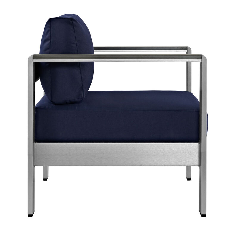 Shore 3 Piece Outdoor Patio Aluminum Set - Silver Navy