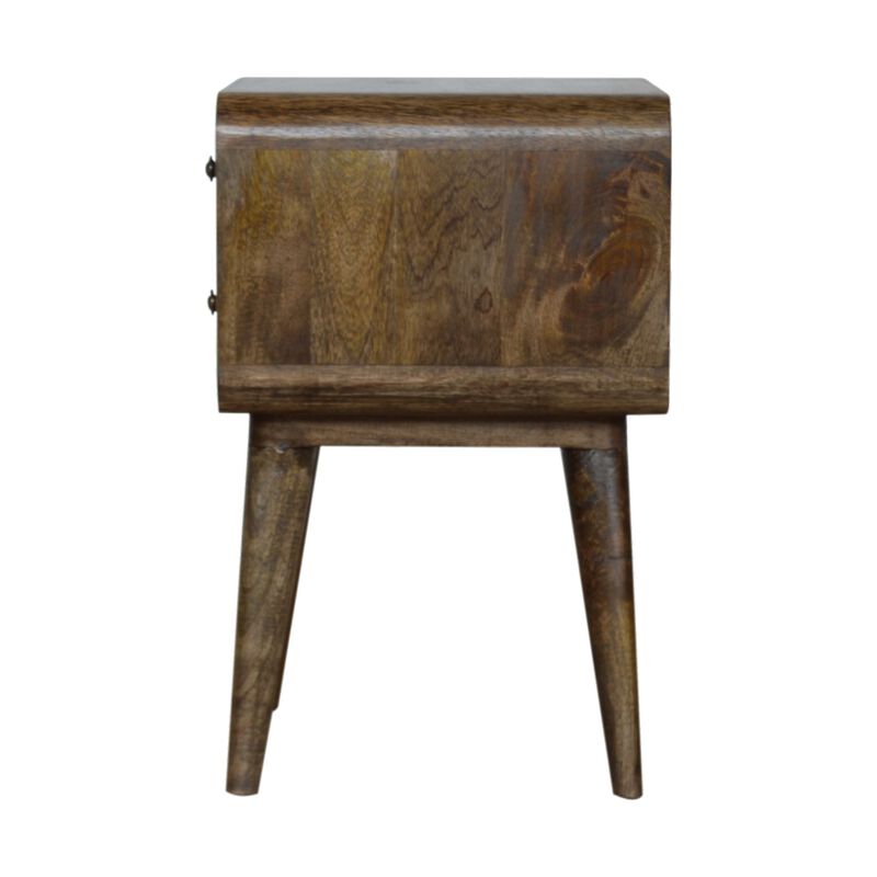 Curved Classic Grey Washed Solid Wood 2 Drawer   NightStand