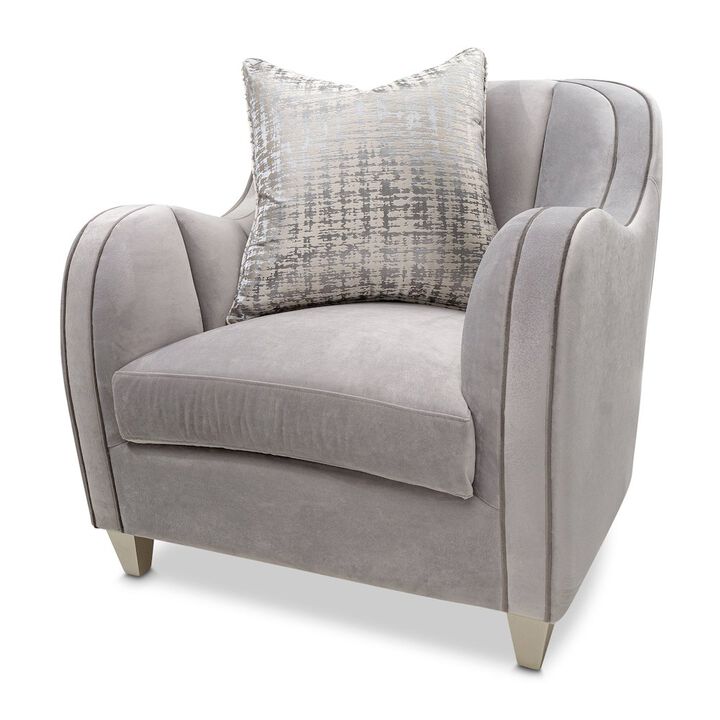 Michael Amini Roxbury Park Velvet Matching Chair - Steel/Slate
