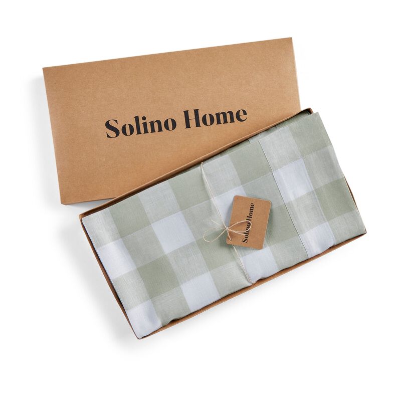 Solino Home 100% Pure Linen Buffalo Check Dinner Napkins 20 x 20 Inch Set of 4
