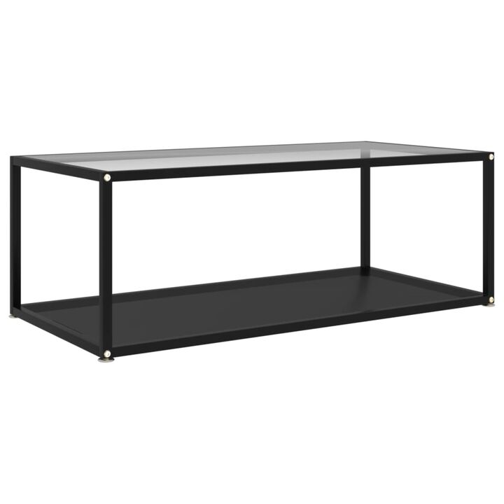vidaXL Tea Table Transparent and Black 39.4"x19.7"x13.8" Tempered Glass