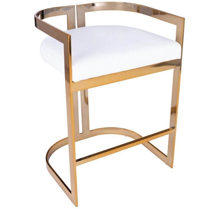 Butler Specialty Company Clarence Faux Leather 25 Counter Stool, Gold