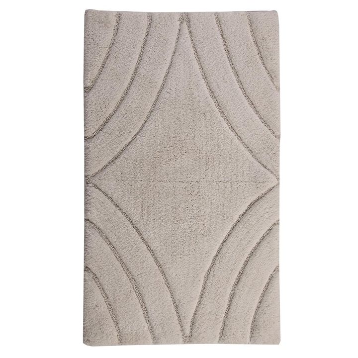 Knightsbridge Diamond 220 GSF Non Skid Back Bath Rug 17 x 24 - Ivory