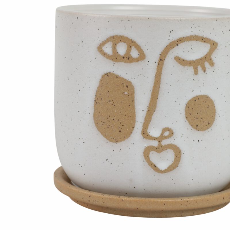 Funky Face Planter with Saucer Set