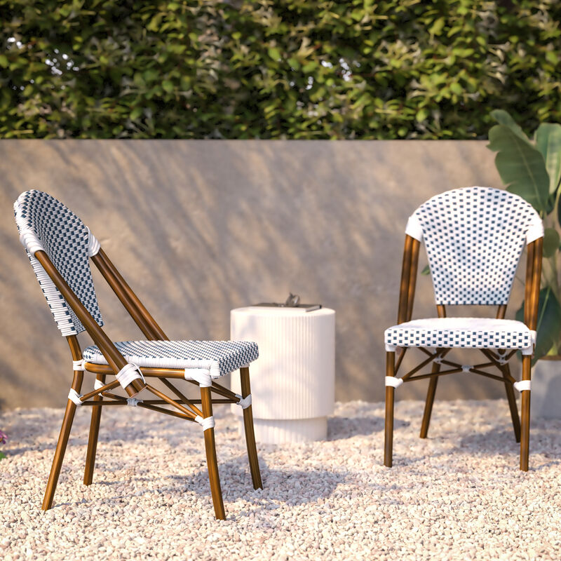 2PK White/Navy Paris Chair