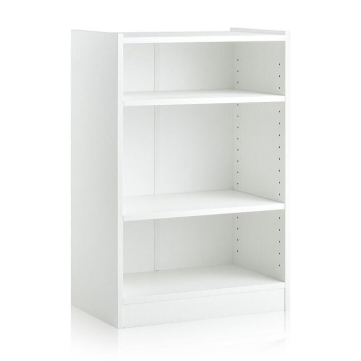 Hivvago 3-Tier Bookcase Open Display Rack Cabinet with Adjustable Shelves-White