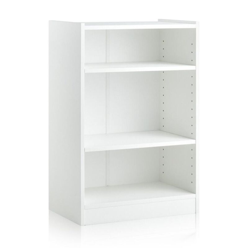 Hivvago 3-Tier Bookcase Open Display Rack Cabinet with Adjustable Shelves-White