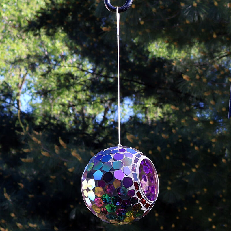 Sunnydaze 6" Mosaic Glass Fly-Through Hanging Bird Feeder
