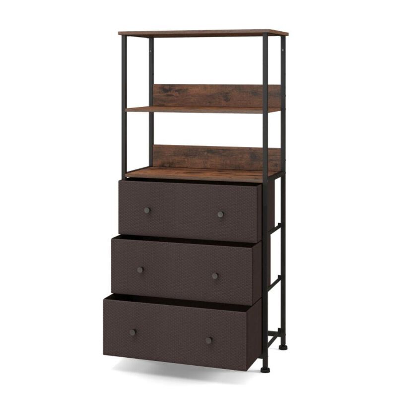Hivvago Chest of Fabric Drawer with 3 Folding Fabric Drawers and Anti-tipping Devices-Brown