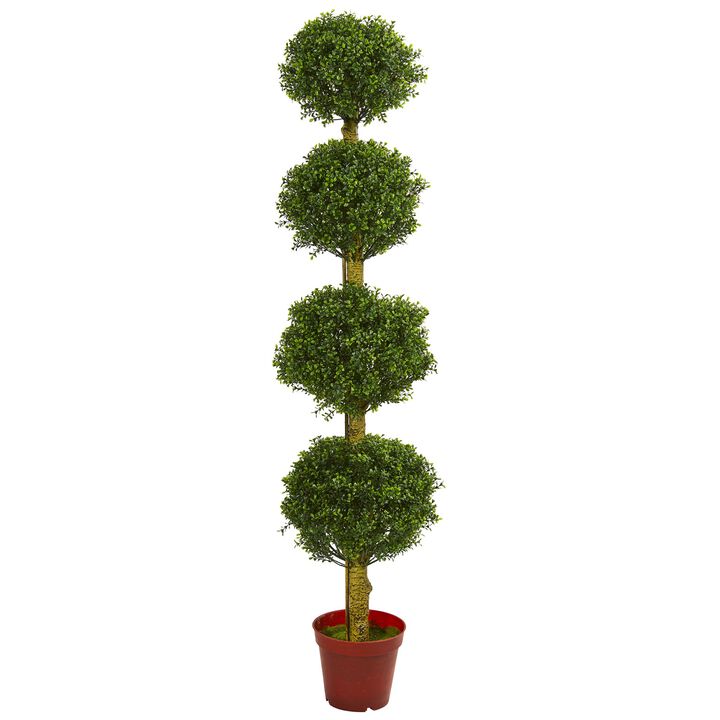 Hivvago 6 Feet Four Tier Boxwood Artificial Topiary Tree UV Resistant (Indoor/Outdoor)
