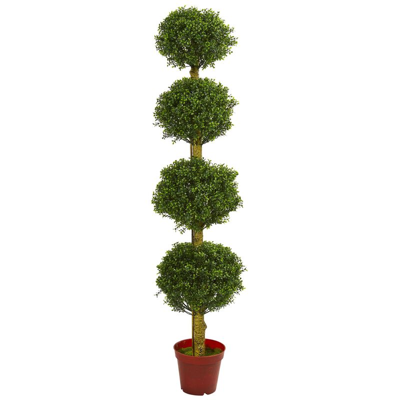 Hivvago 6 Feet Four Tier Boxwood Artificial Topiary Tree UV Resistant (Indoor/Outdoor)