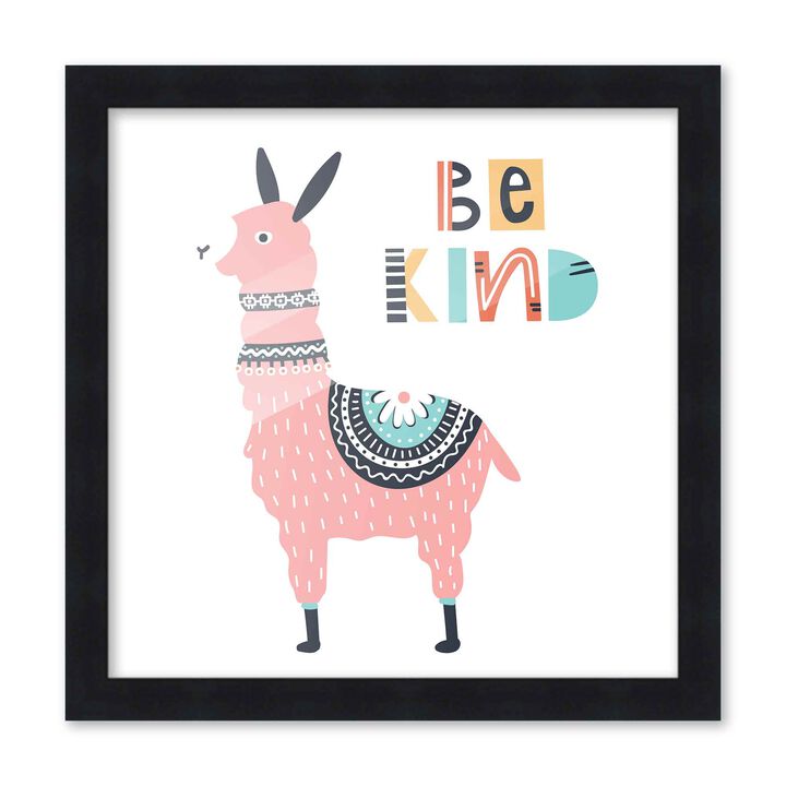 10x10 Framed Nursery Wall Art Be Kind Poster in Black Wood Frames For Kid Bedroom or Playroom