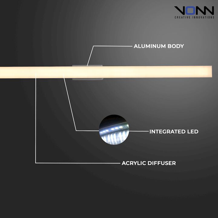 VONN Lighting Integrated AC LED ADA Compliant Bathroom Wall Lighting Fixture in Silver