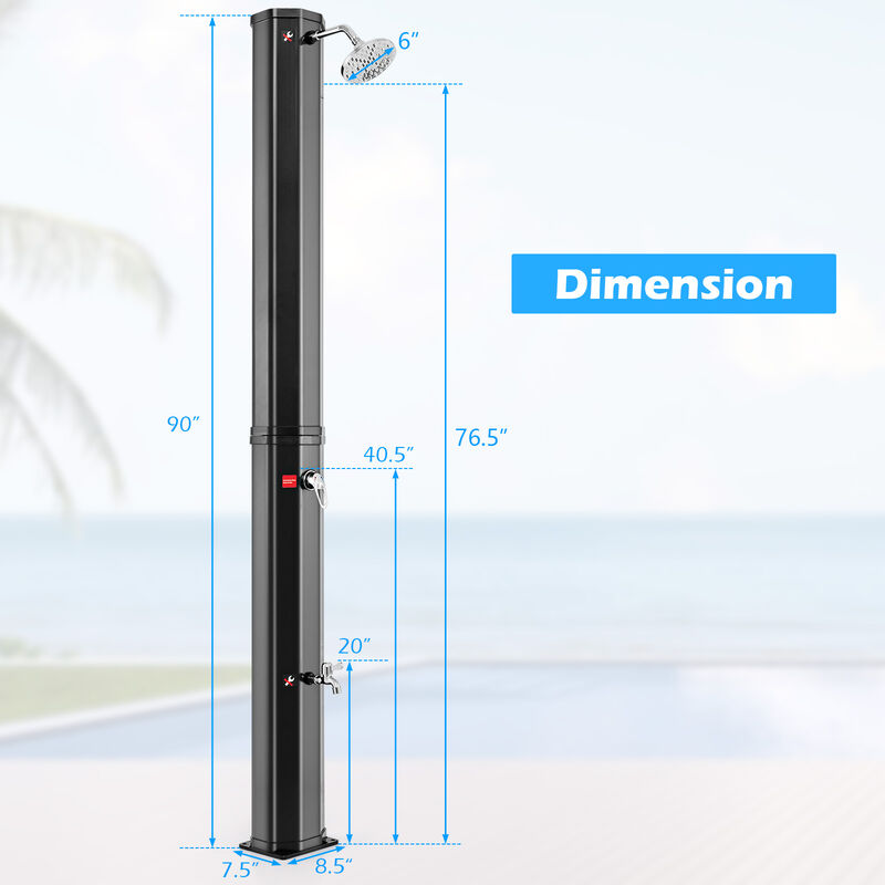 15.9 Gallon Solar Heated Outdoor Shower with Shower Head