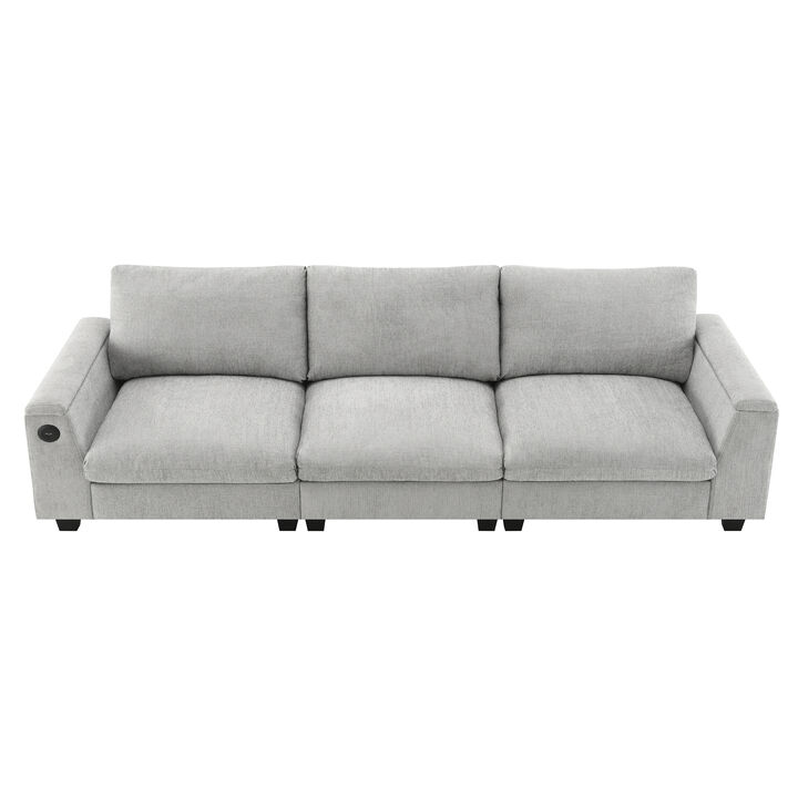 Merax Chenille Sectional Sofa with Bluetooth Speaker
