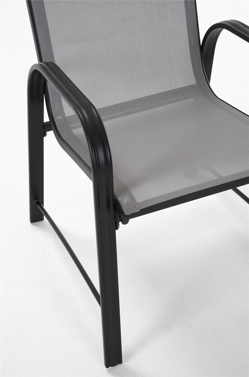 Paloma Patio Dining Chairs, Light Gray Sling, Steel Frame, 6-Pack