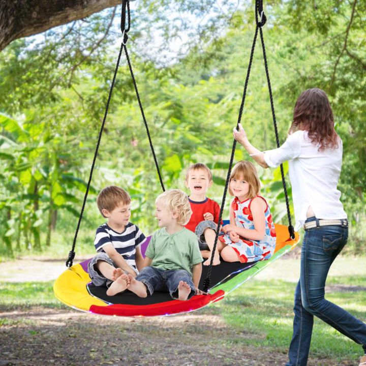 Hivvago 60 Inches Saucer Swing with LED Lights for Kids and Adults