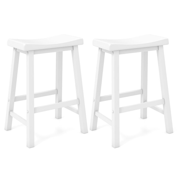 Set of 2 24 Inch Counter Height Stools with Solid Wood Legs