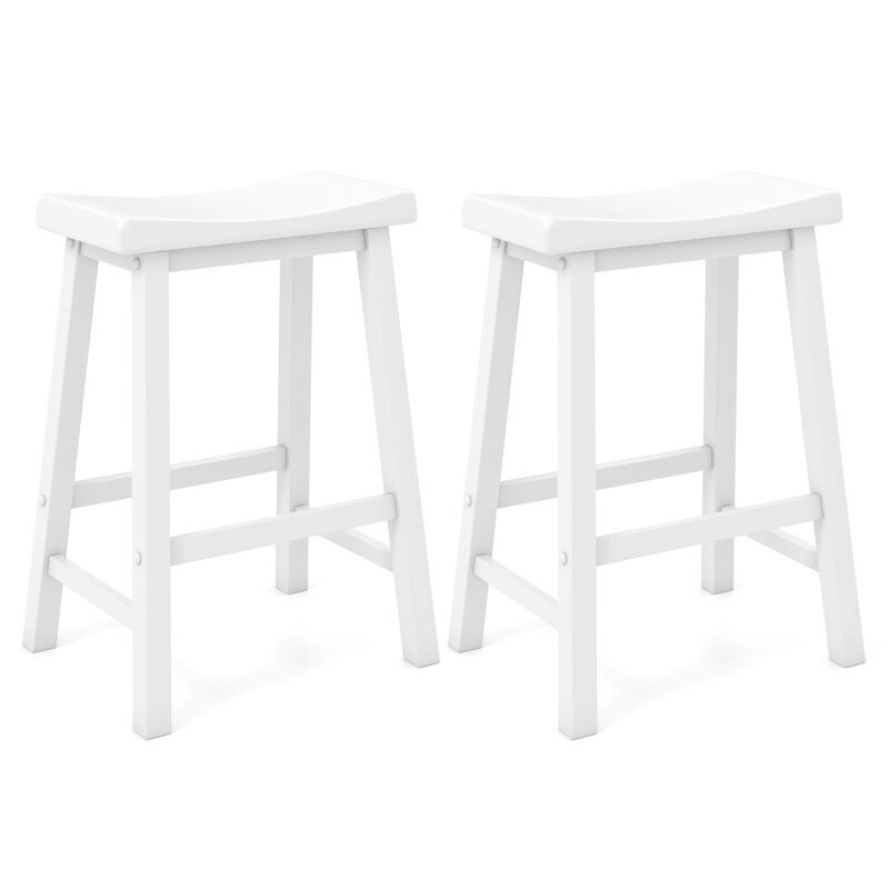 Set of 2 24 Inch Counter Height Stools with Solid Wood Legs