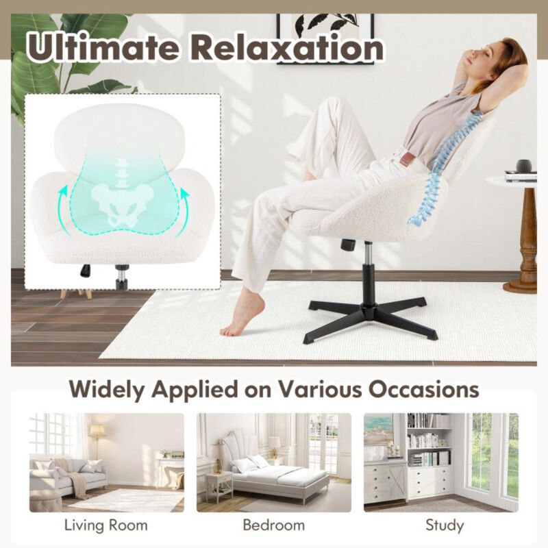 Hivvago Swivel Cross Legged Chair with Adjustable Height and Rocking Function-White