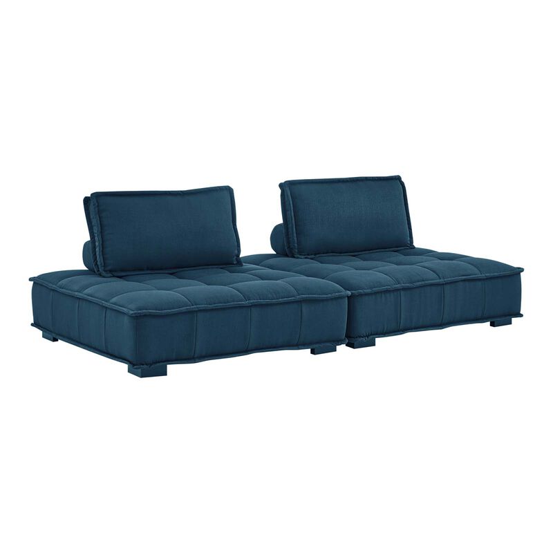 Saunter Tufted Fabric 2-Piece Loveseat Blue