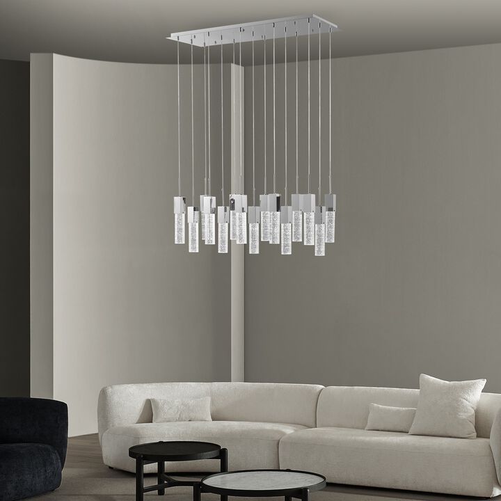 Sparkling Night Chandelier Chrome Metal and Acrylic 15 LED Light Dimmable