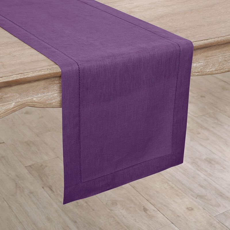 Solino Home 100% Pure Linen Table Runner | Classic Hemstitch for Thanksgiving, Christmas