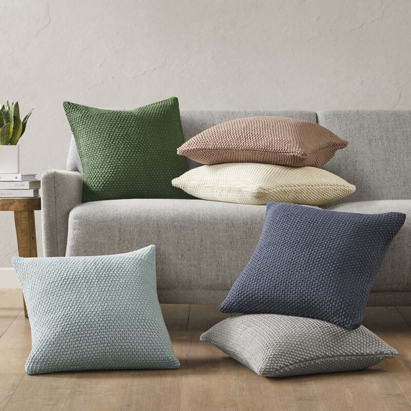 Gracie Mills Lessie Solid Knit Square Pillow Cover
