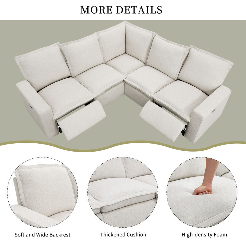 Merax Power Recliner Linen Sofa with USB Port for Living Room