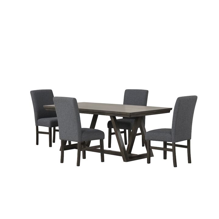 New Classic Furniture High Line 5-Piece Wood Rectangular Dining Table Set, Gray