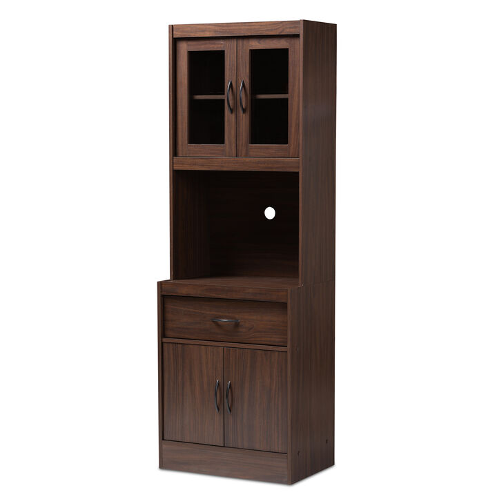Baxton Studio Laurana Modern Oak Brown Finished Wood Kitchen Cabinet And Hutch