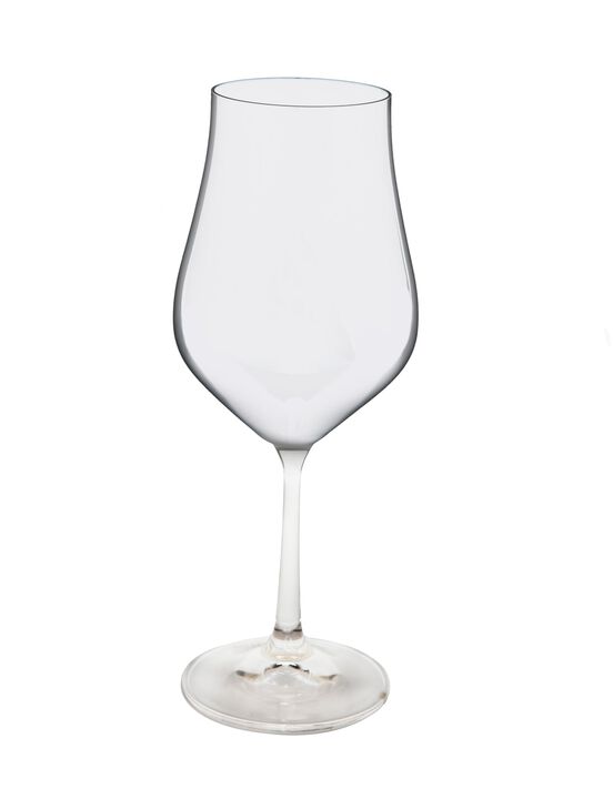 Set of 6 White Water Glasses with Clear Stem