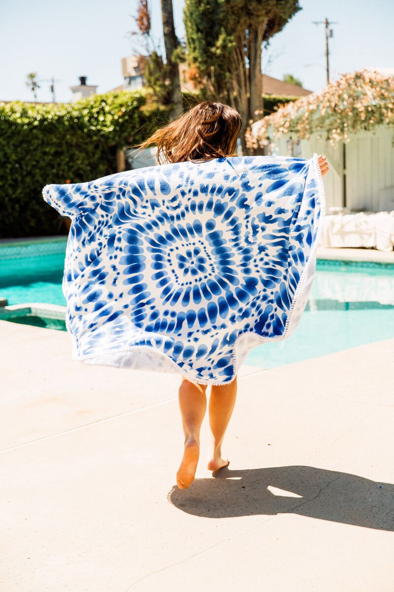 Indigo Round Turkish Beach Towel