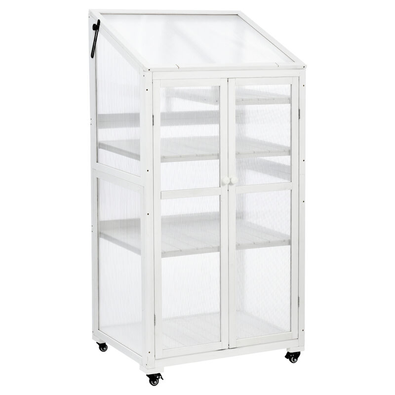 62" Wood Greenhouse with Wheels & Adjustable Shelves