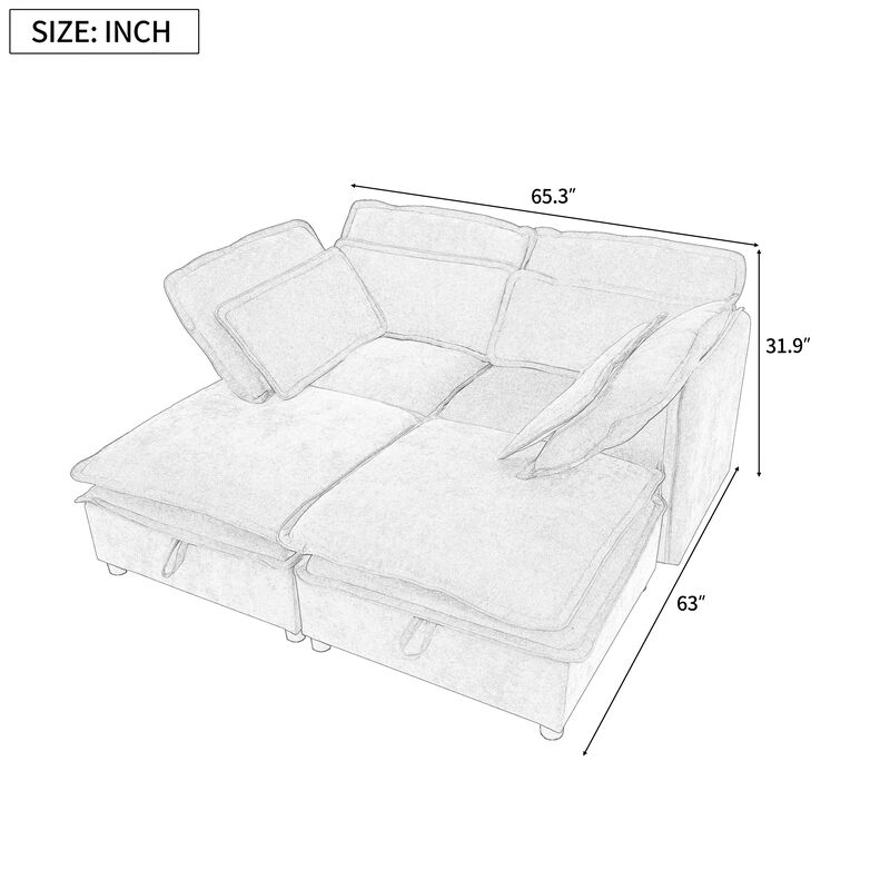 Merax Polyester Double-Layer Cushion Modular Sofa