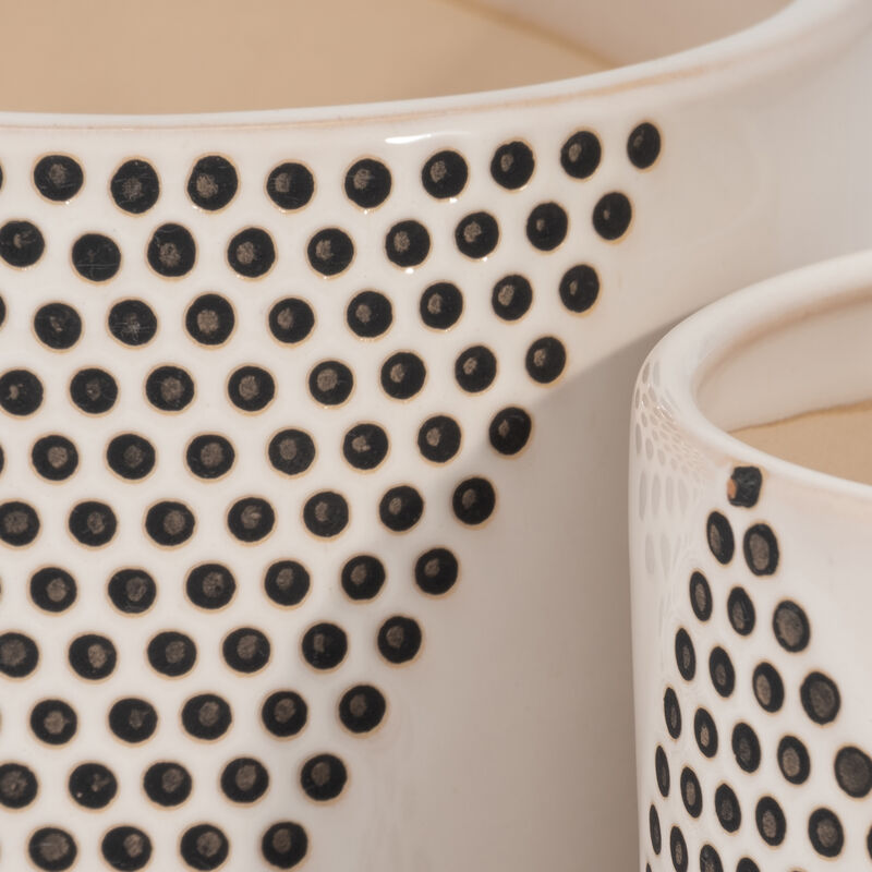 Triangle Dots Planter with Saucer, White Set