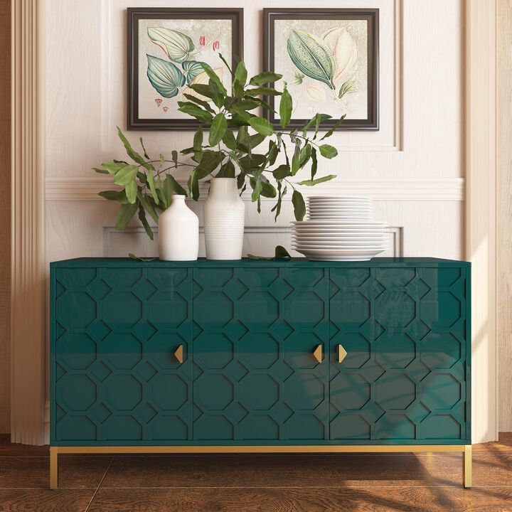 26.2 in. H Freestanding Storage Cabinet 3-Door Accent Cabinet in Blue