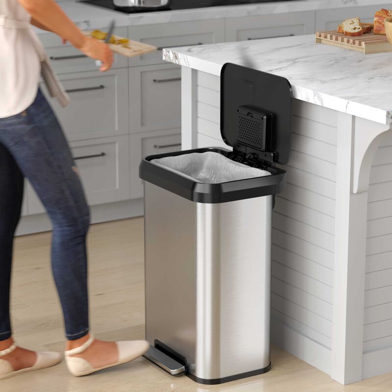 iTouchless 13.2 Gallon / 50 Liter SoftStep EXP Step Pedal Trash Can