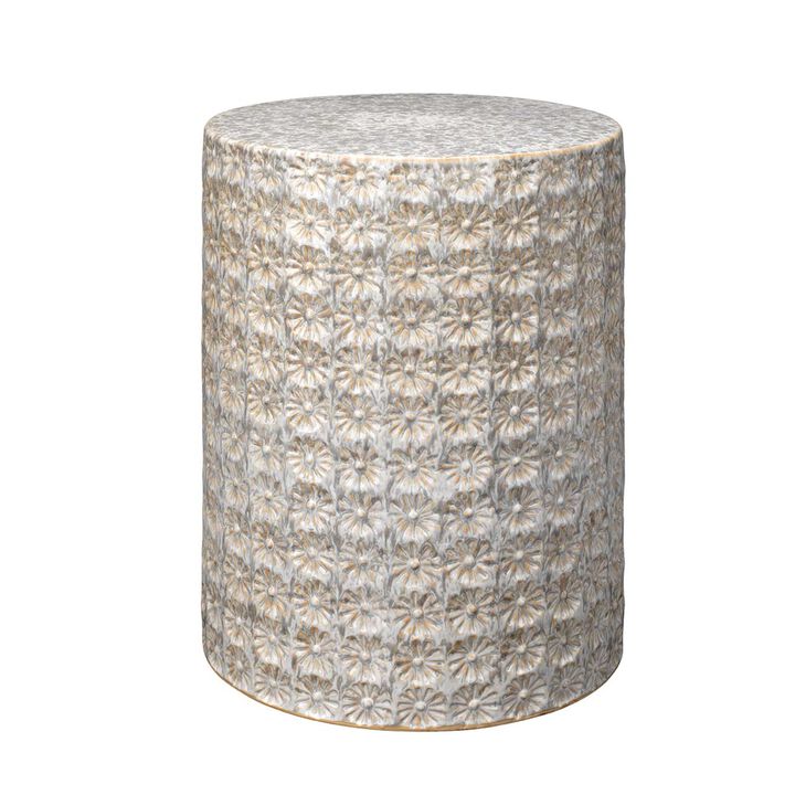 17.5" Blue and Gray Round Contemporary Wildflower Side Table