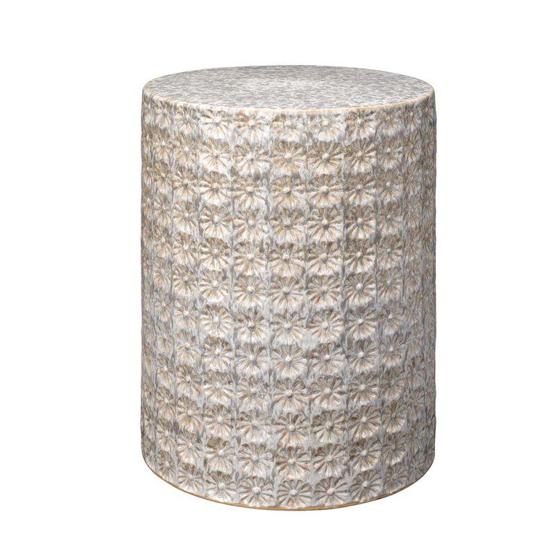 17.5" Blue and Gray Round Contemporary Wildflower Side Table
