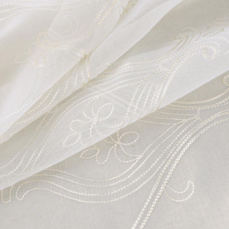 RT Designers Collection Pearl 2 Pieces 1.5" Rod Pocket Damask Embroidery Metallic Doily 36" x 84" Gold